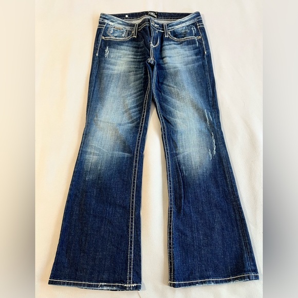 Express Denim - Express Jeans Women 8 Short Boot Cut Low Rise Dark Wash Stretch Rerock 32x29 Y2K